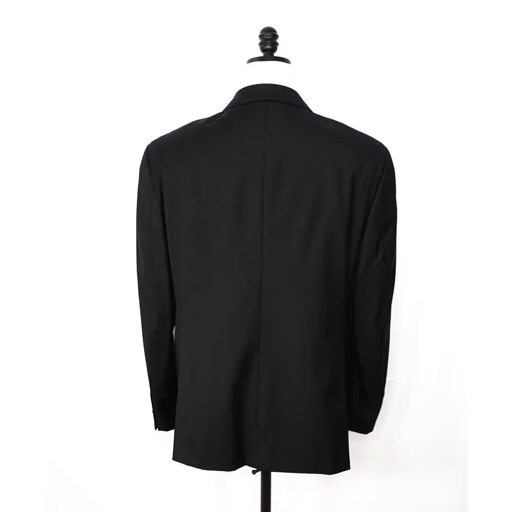 $1,495 EMPORIO ARMANI - Solid Black 130's Wool Blazer - 48R